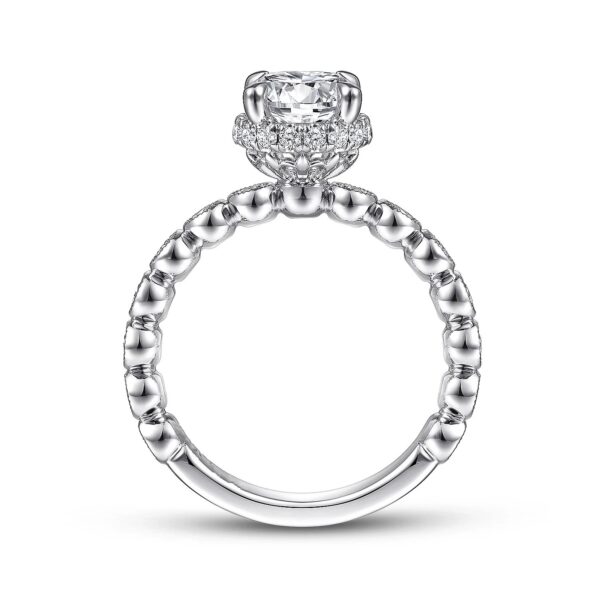 Vintage Inspired 14K White Gold Round Diamond Engagement Ring - Image 4
