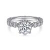 Vintage Inspired 14K White Gold Round Diamond Engagement Ring