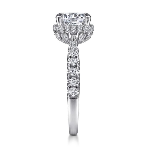 Vintage Inspired 18K White Gold Round Diamond Engagement Ring - Image 3