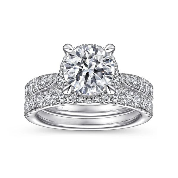 Vintage Inspired 18K White Gold Round Diamond Engagement Ring - Image 5