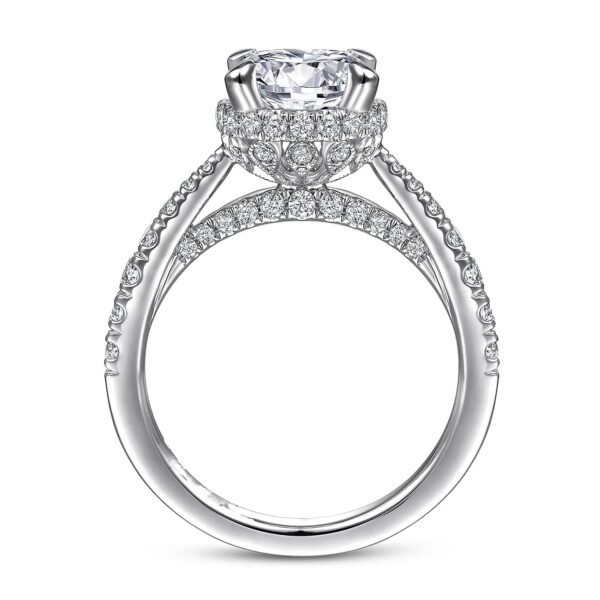Vintage Inspired 18K White Gold Round Diamond Engagement Ring - Image 4