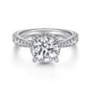 Vintage Inspired 18K White Gold Round Diamond Engagement Ring