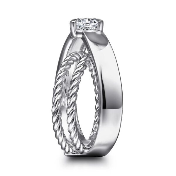 14K White Gold Split Shank Round Diamond Engagement Ring - Image 2