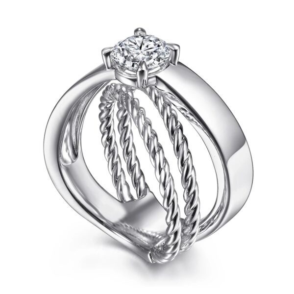 14K White Gold Split Shank Round Diamond Engagement Ring - Image 4