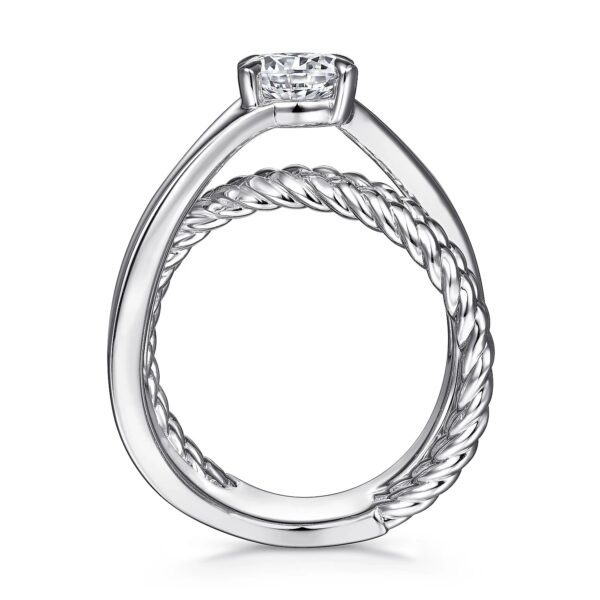 14K White Gold Split Shank Round Diamond Engagement Ring - Image 3