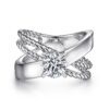 14K White Gold Split Shank Round Diamond Engagement Ring