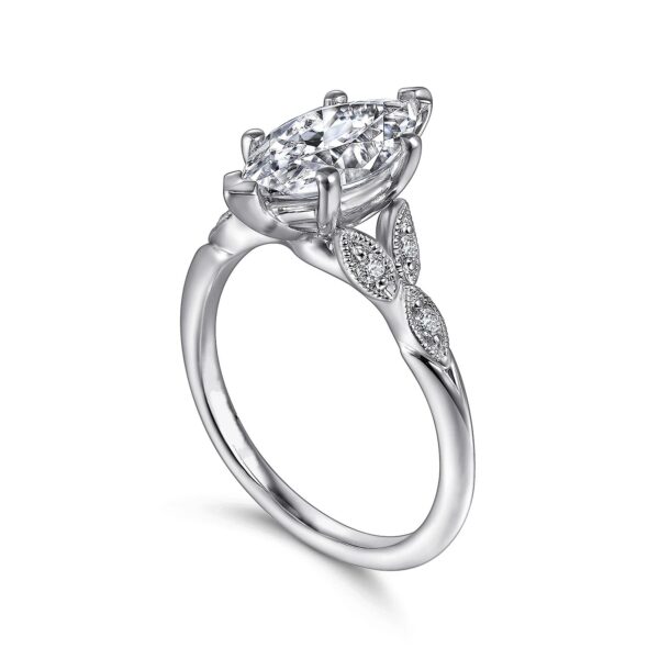 14K White Gold Marquise Shape Diamond Engagement Ring - Image 3