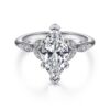 14K White Gold Marquise Shape Diamond Engagement Ring