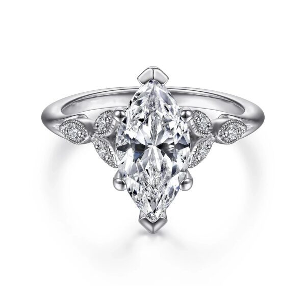14K White Gold Marquise Shape Diamond Engagement Ring