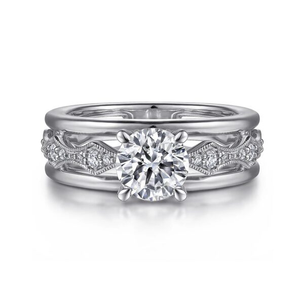 14K White Gold Round Diamond Engagement Ring