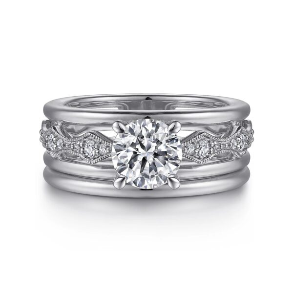 14K White Gold Round Diamond Engagement Ring - Image 5