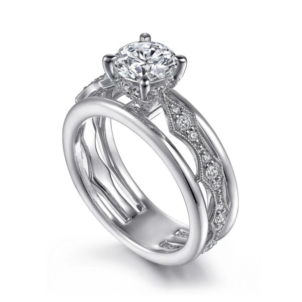 14K White Gold Round Diamond Engagement Ring - Image 2