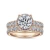 18K Rose Gold Hidden Halo Round Diamond Engagement Ring - Image 5