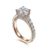 18K Rose Gold Hidden Halo Round Diamond Engagement Ring - Image 4
