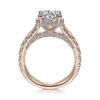 18K Rose Gold Hidden Halo Round Diamond Engagement Ring - Image 3