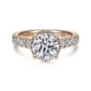 18K Rose Gold Hidden Halo Round Diamond Engagement Ring