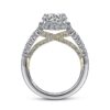 14K White-Yellow Gold Hidden Halo Round Diamond Engagement Ring - Image 2