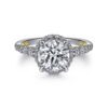 14K White-Yellow Gold Hidden Halo Round Diamond Engagement Ring