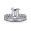 14K White Gold Hidden Halo Emerald Cut Diamond Engagement Ring - Image 5