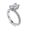 14K White Gold Hidden Halo Emerald Cut Diamond Engagement Ring - Image 2