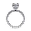 14K White Gold Hidden Halo Emerald Cut Diamond Engagement Ring - Image 3