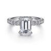 14K White Gold Hidden Halo Emerald Cut Diamond Engagement Ring
