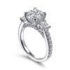 18K White Gold Round 3 Stone Diamond Engagement Ring - Image 2