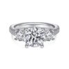 18K White Gold Round 3 Stone Diamond Engagement Ring