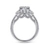 18K White Gold Cushion Cut Three Stone Diamond Engagement Ring - Image 3