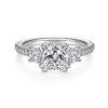 18K White Gold Cushion Cut Three Stone Diamond Engagement Ring