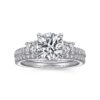 18K White Gold Round 3 Stone Diamond Engagement Ring - Image 5