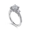 18K White Gold Round 3 Stone Diamond Engagement Ring - Image 2