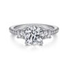 18K White Gold Round 3 Stone Diamond Engagement Ring
