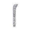 Vintage Inspired 14K White Gold Curved Channel Set Diamond Wedding Band with Engraving - 0.48 ct - Image 5