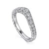 Vintage Inspired 14K White Gold Curved Channel Set Diamond Wedding Band with Engraving - 0.48 ct - Image 2