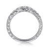 Vintage Inspired 14K White Gold Curved Channel Set Diamond Wedding Band with Engraving - 0.48 ct - Image 3