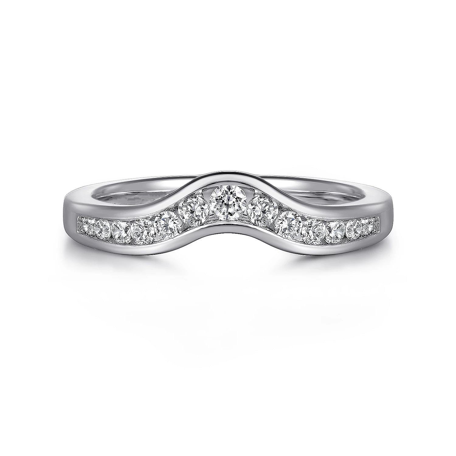 Curved channel set deals wedding band