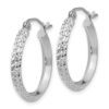 14K White Gold Knife Edge Diamond-cut 2.5x20mm Hoop Earrings - Image 2