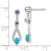 14k White Gold Turquoise/Amethyst/White Topaz Dangle Earrings - Image 3