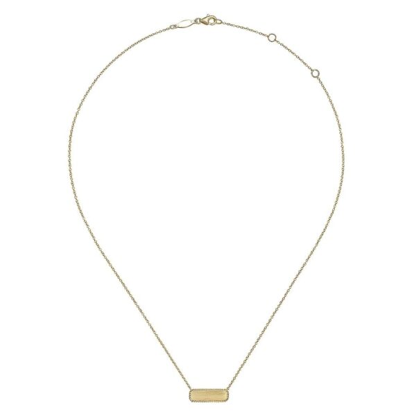 14K Yellow Gold Rectangular ID Pendant Necklace with Twisted Rope Frame - Image 2