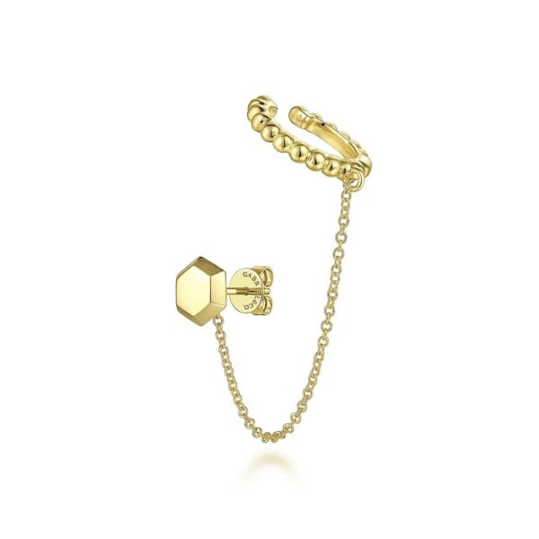 14K Yellow Gold Single Stud Cuff Earring