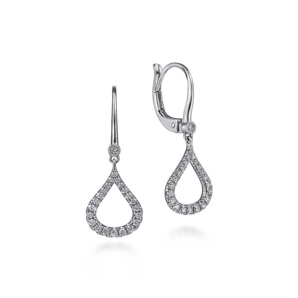 14K White Gold Diamond Pave Droplet Earrings