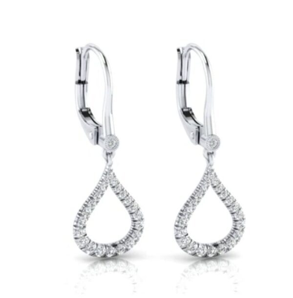 14K White Gold Diamond Pave Droplet Earrings - Image 2