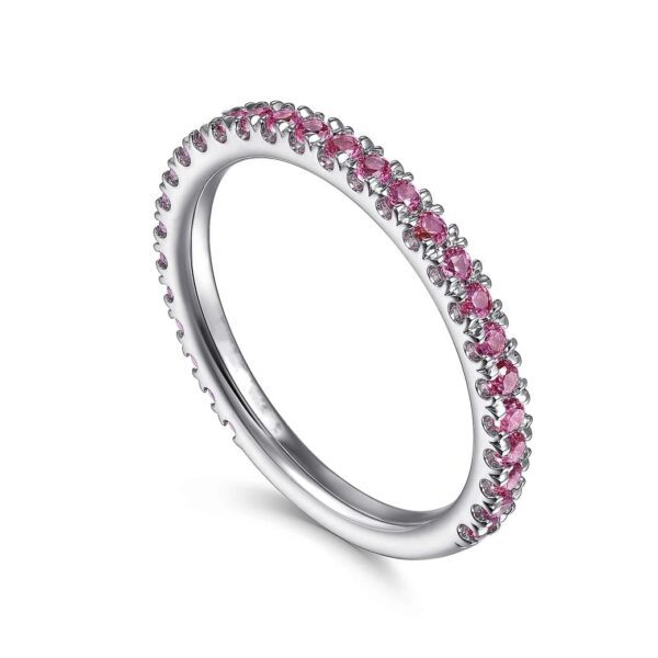 14K White Gold Ruby Stackable Ring - Image 3