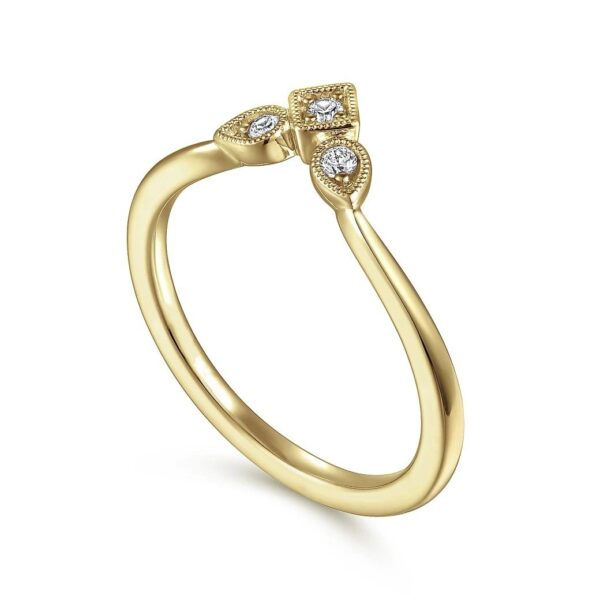 14K Yellow Gold Diamond Curved Anniversary Band - 0.06 ct - Image 2