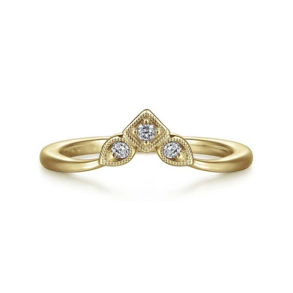 14K Yellow Gold Diamond Curved Anniversary Band - 0.06 ct