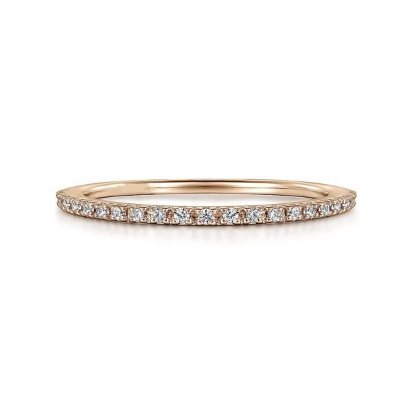 14K Rose Gold Prong Set Diamond Wedding Band - 0.11 ct