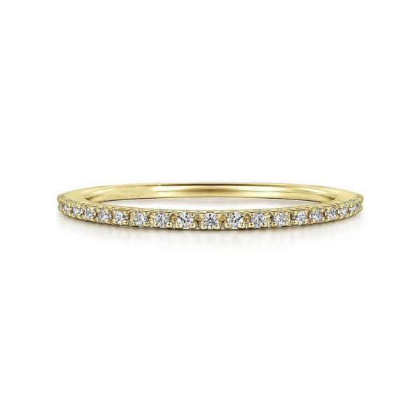 14K Yellow Gold Prong Set Diamond Wedding Band - 0.11 ct