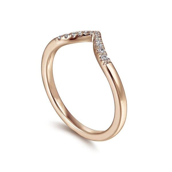 14K Rose Gold Curved V Diamond Wedding Band - 0.06 ct - Image 2