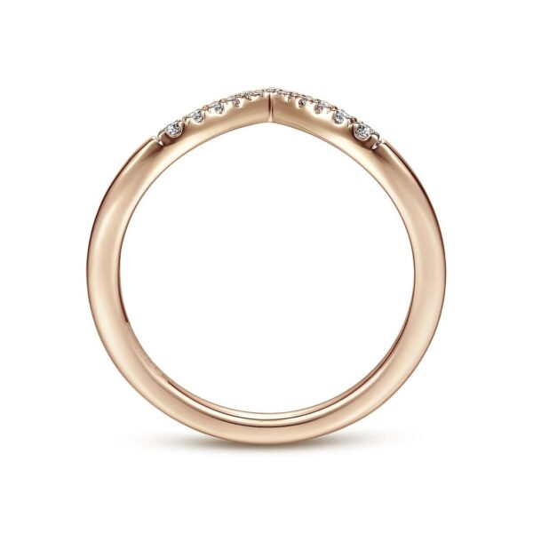 14K Rose Gold Curved V Diamond Wedding Band - 0.06 ct - Image 3